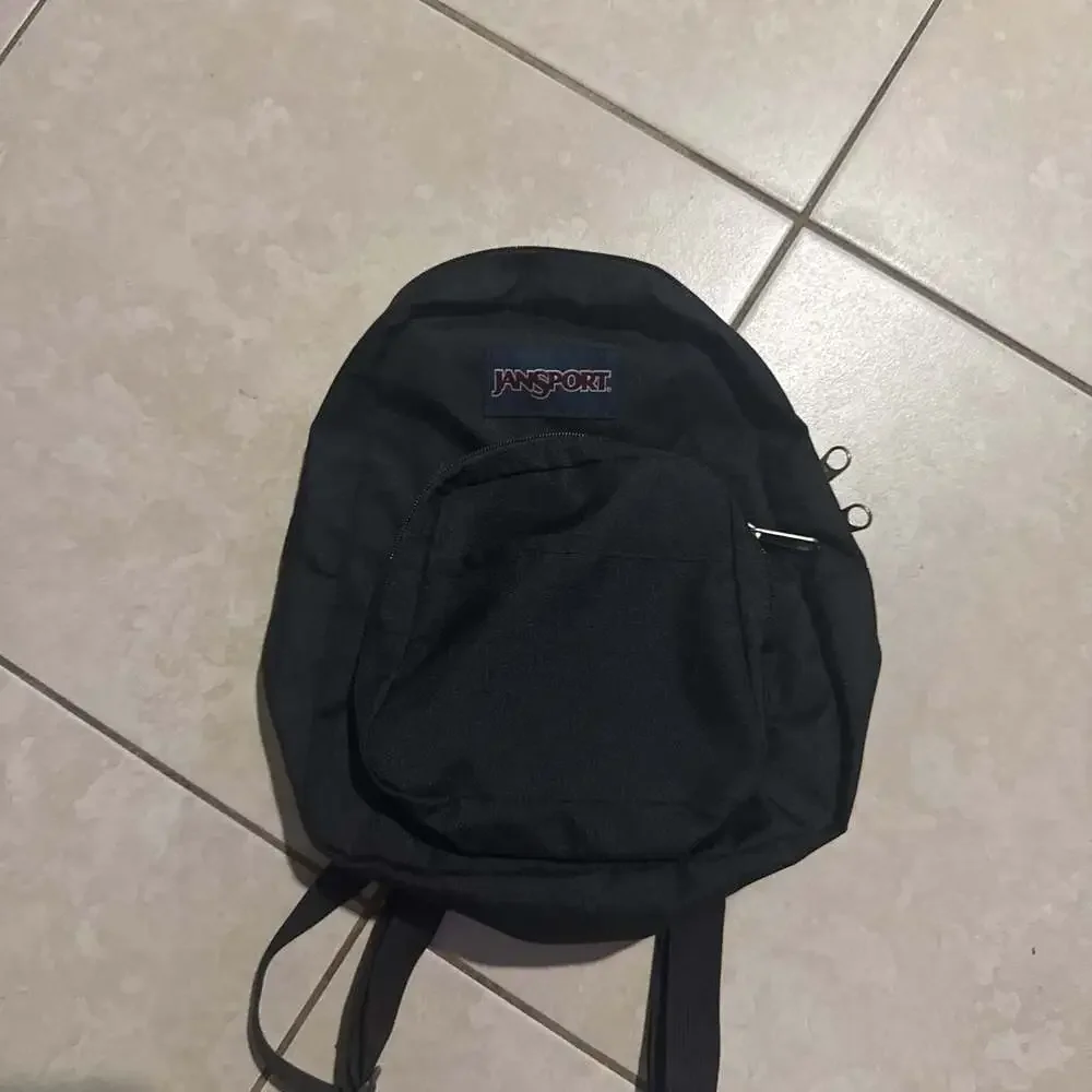 JanSport Half Pint Mini Backpack, Black Canvas, Y2K Streetwear Style
